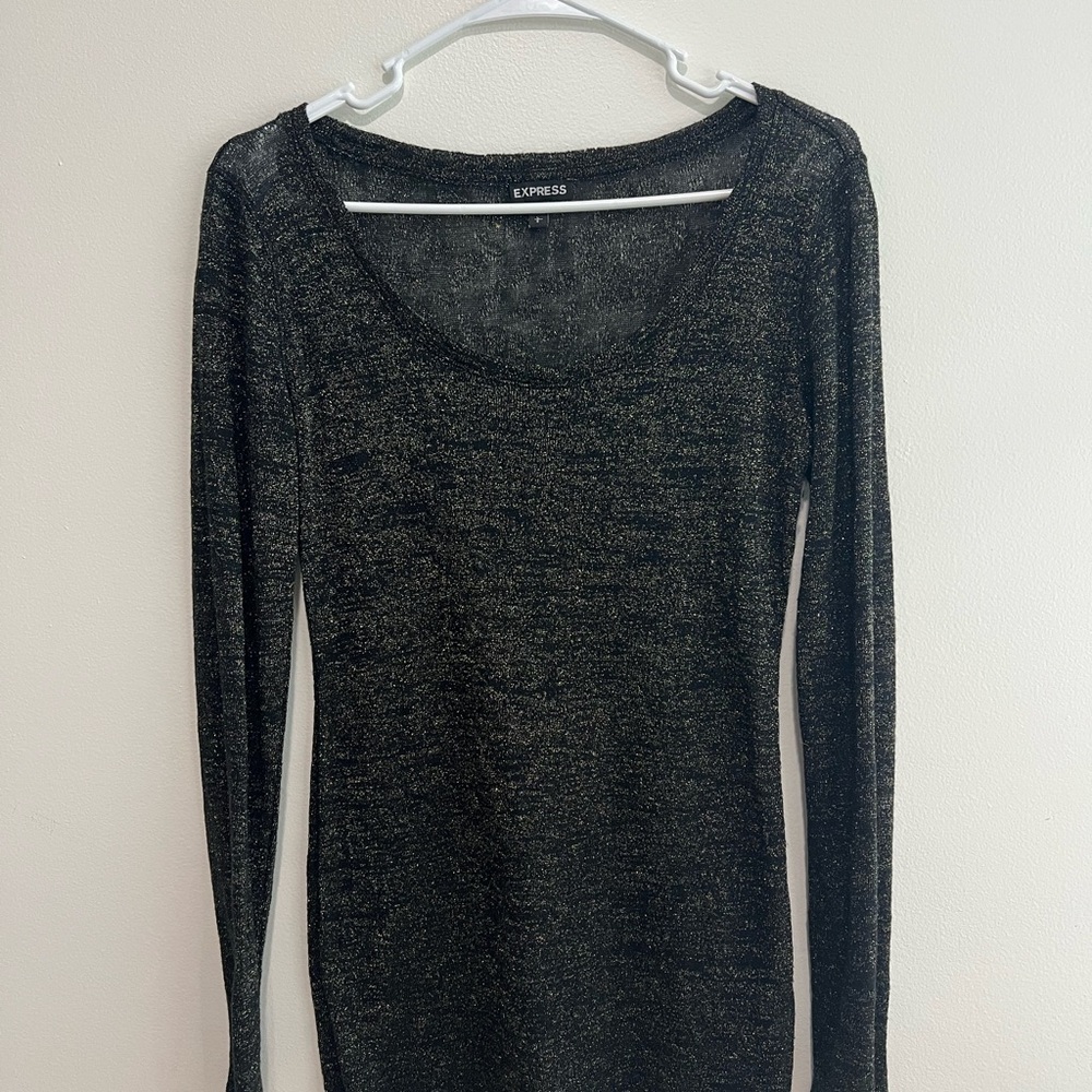 Express Metallic Black Knit Top
